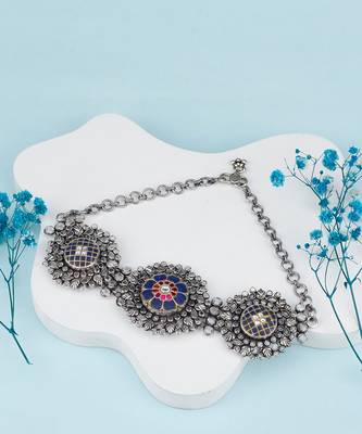Blue stunning silver aasira choker 1