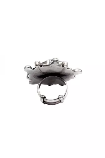 Green silver tiara charming ring