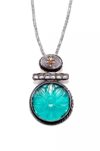 Green silver nafia charming necklace