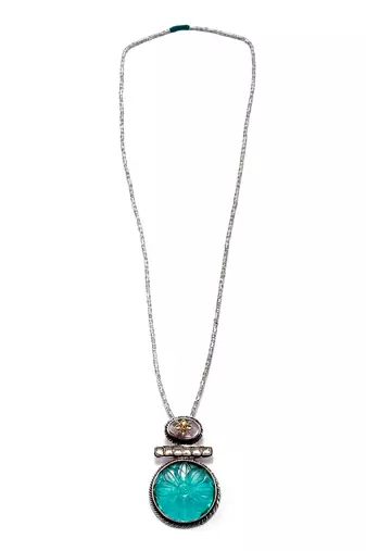 Green silver nafia charming necklace