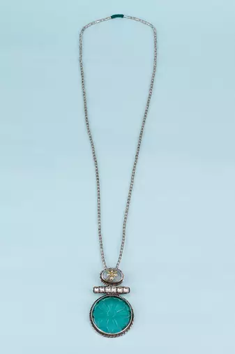 Green silver nafia charming necklace