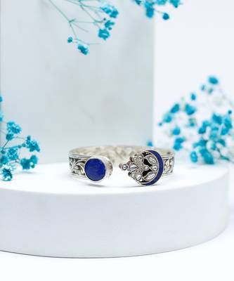 Blue silver tanjia cuff bracelet 1
