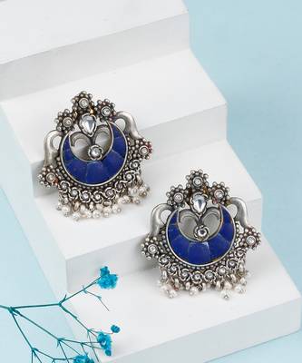 Blue silver sunat chandbali 1