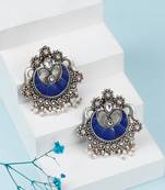 Blue silver sunat chandbali