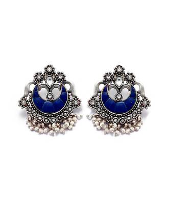 Blue silver sunat chandbali 2