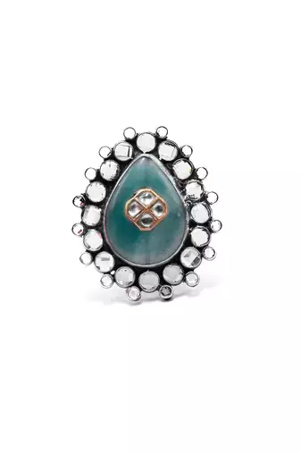 Green silver shamsia adorable ring