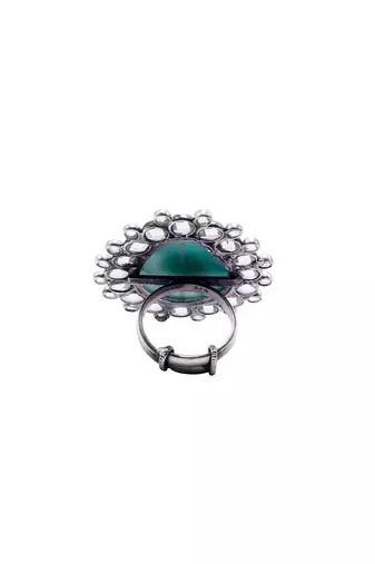 Green silver shamsia adorable ring
