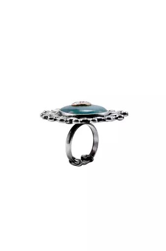 Green silver shamsia adorable ring
