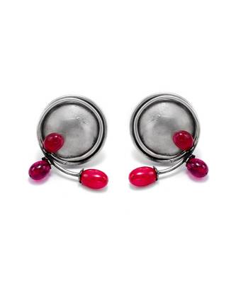 Silver kasool round earrings 2