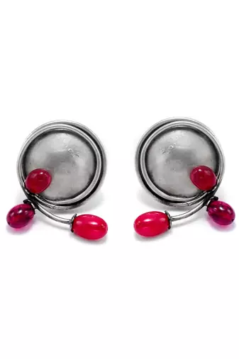 Silver kasool round earrings