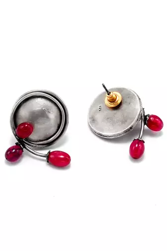 Silver kasool round earrings