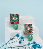 Red & green silver tiara charming earrings