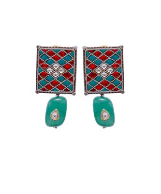 Red & green silver tiara charming earrings 2