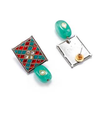 Red & green silver tiara charming earrings 3