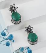 Green silver sophia floral earrings