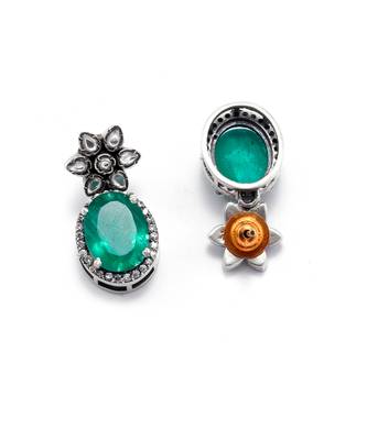 Green silver sophia floral earrings 2