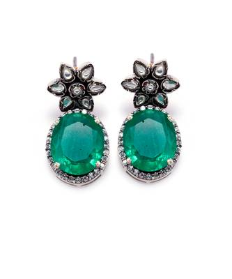 Green silver sophia floral earrings 3
