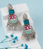 Pink & green silver hawiya earrings