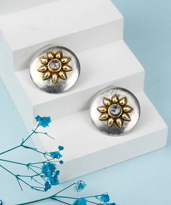 Golden silver tisha floral earrings 1