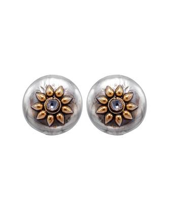 Golden silver tisha floral earrings 2
