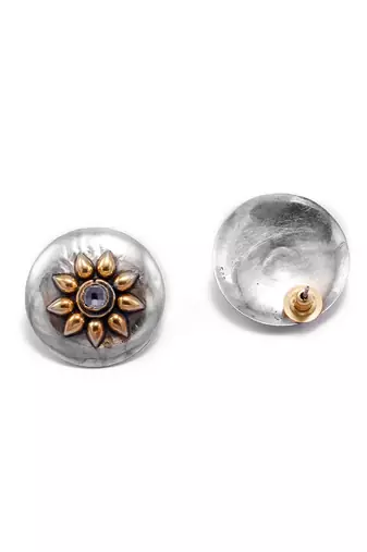 Golden silver tisha floral earrings