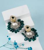 Green silver allami jhumka earrings