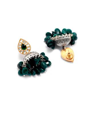 Green silver allami jhumka earrings 3