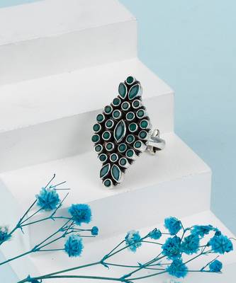 Green silver fatima charming ring 1