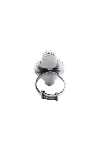 Green silver fatima charming ring
