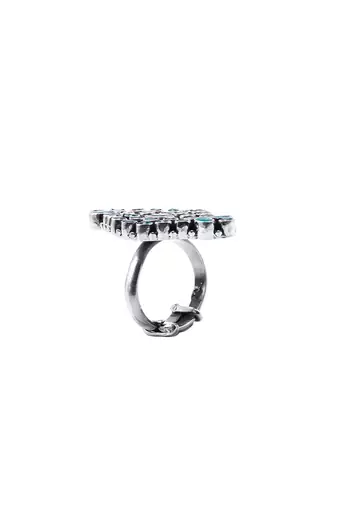 Green silver fatima charming ring