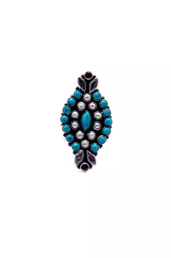 Green silver sara charming ring