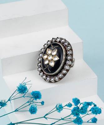 Black silver sana charming ring 1