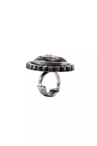 Black silver sana charming ring