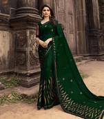 Green Banarasi Silk Saree With Blouse Piece