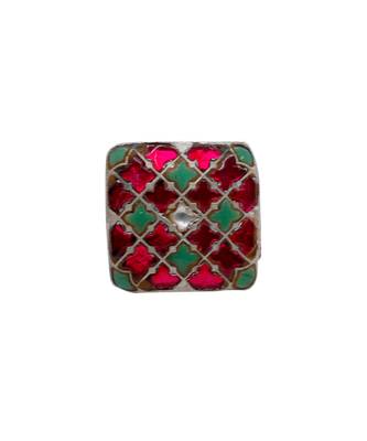 Pink & green silver tihara adjustable ring 2