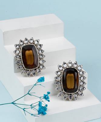 Brown silver mahima earrings 1
