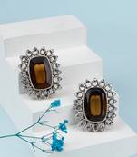 Brown silver mahima earrings