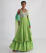 Green mirrorwork anarkali