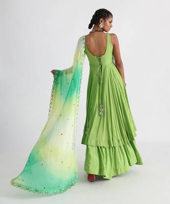 Green mirrorwork anarkali 3