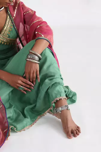 Green angrakha set