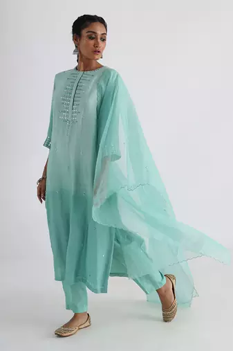 Green nadine kurta set