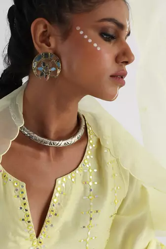 Yellow zarina kurta set
