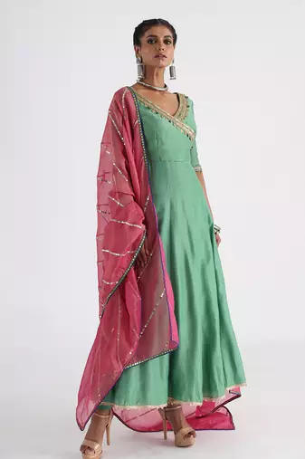 Green angrakha set