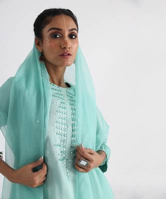 Green nadine kurta set 3