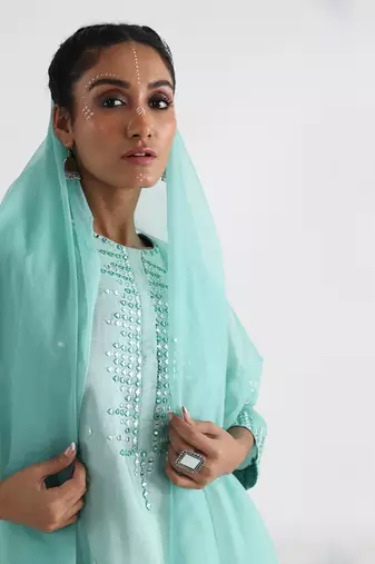 Green nadine kurta set