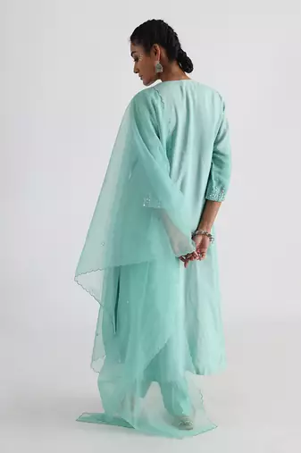Green nadine kurta set