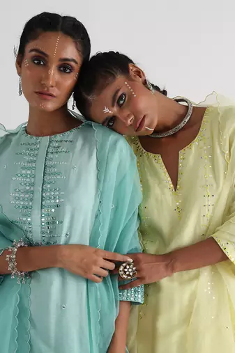 Green nadine kurta set