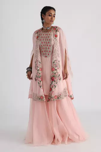 Pastel pink sharara set