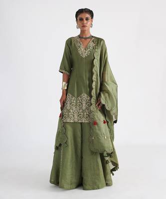 Olive green sharara set 1