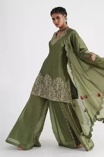 Olive green sharara set